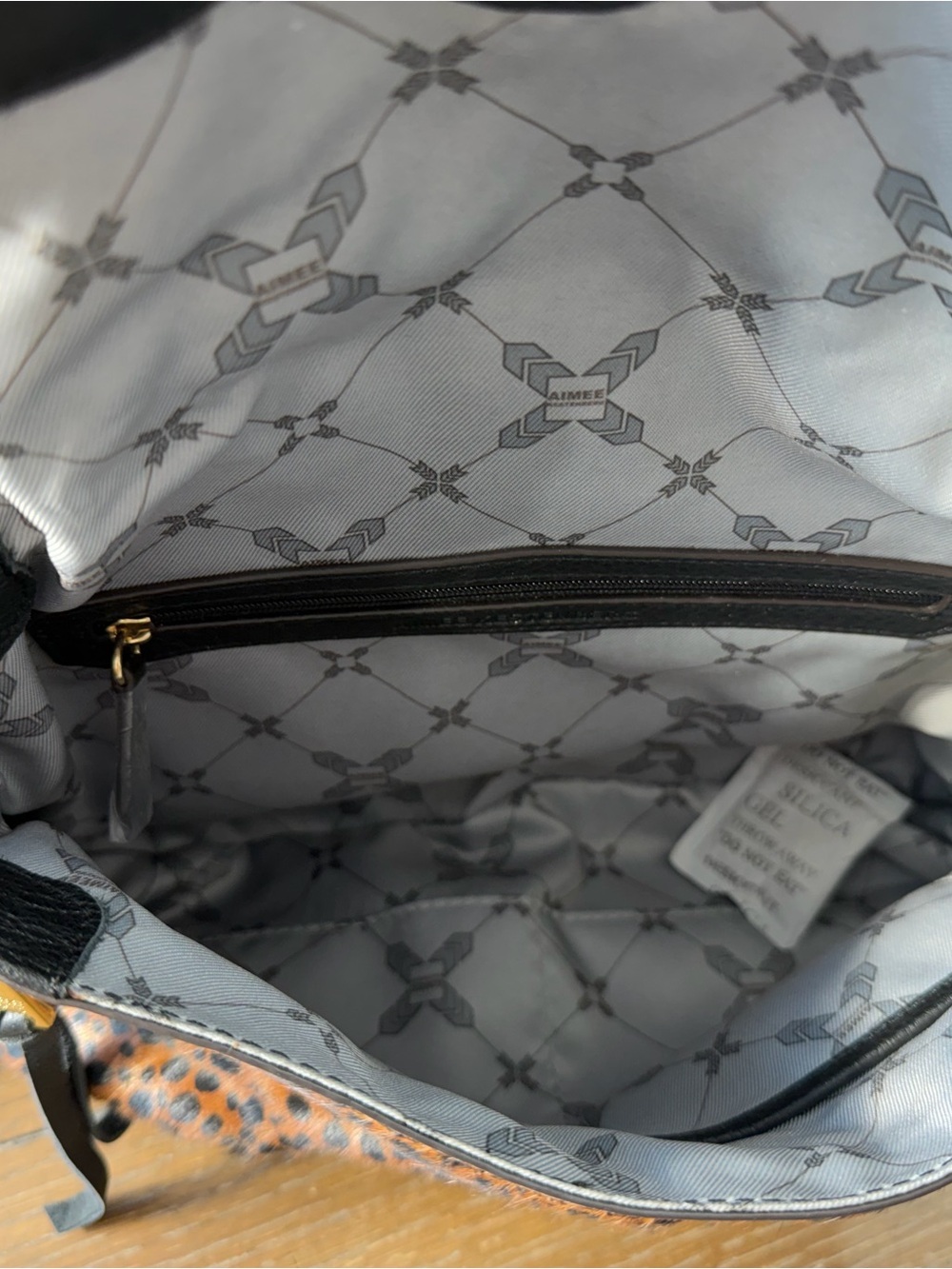 NWOT Aimee Kestenberg Black Leather Leopard Crossbody Purse Grunge Calf Hair - Picture 3 of 4